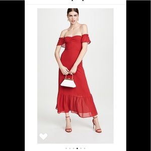 Reformation Red BUTTERFLY MIDI DRESS Size 0